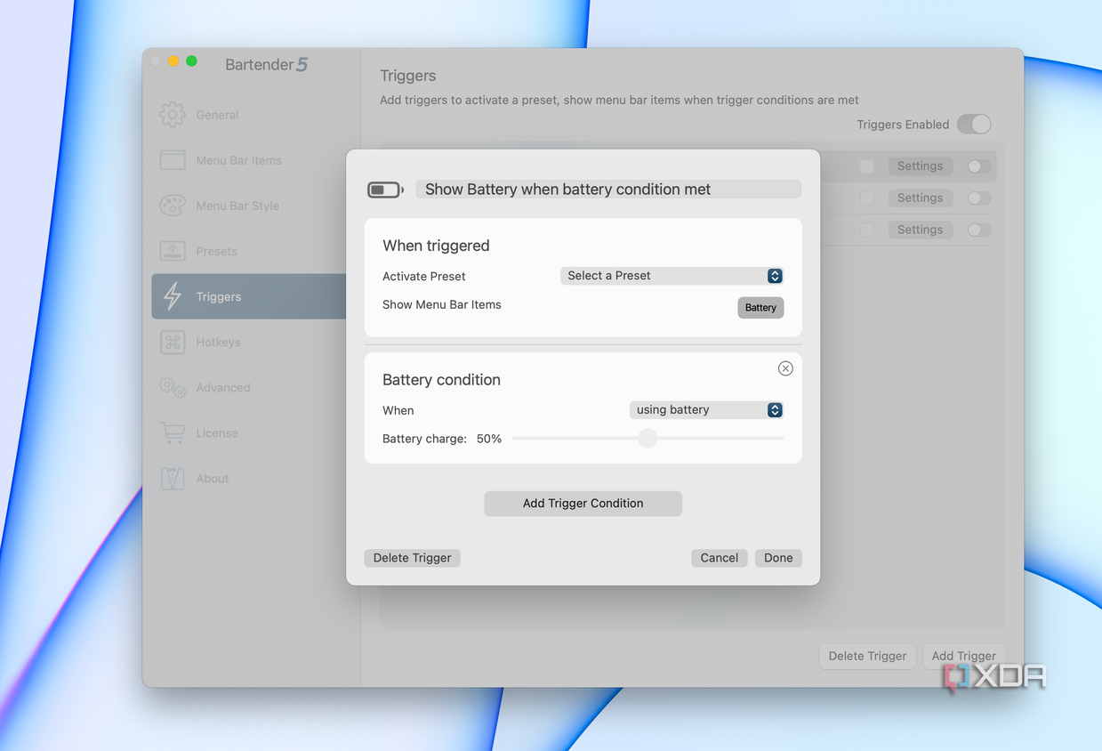 Customizing the triggers in bartender 5.