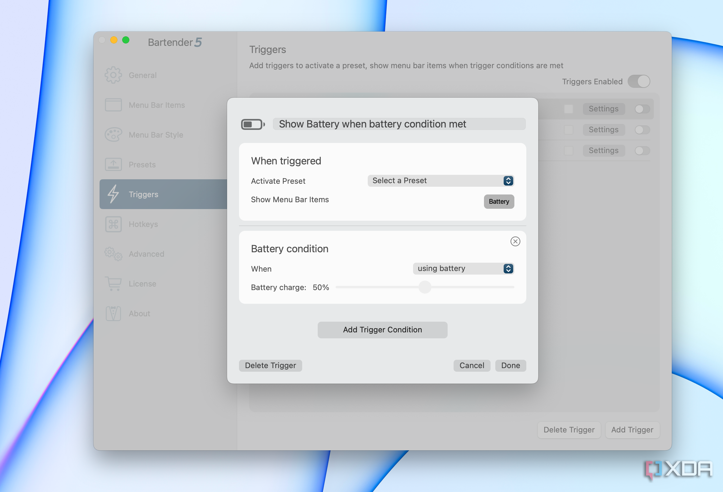 Customizing the triggers in bartender 5.