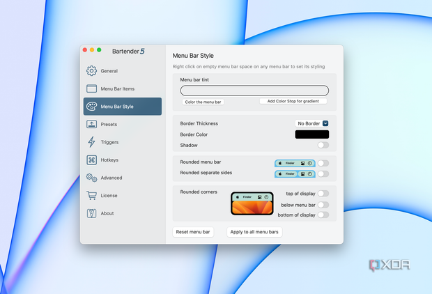 Menu bar customization apps in macOS.