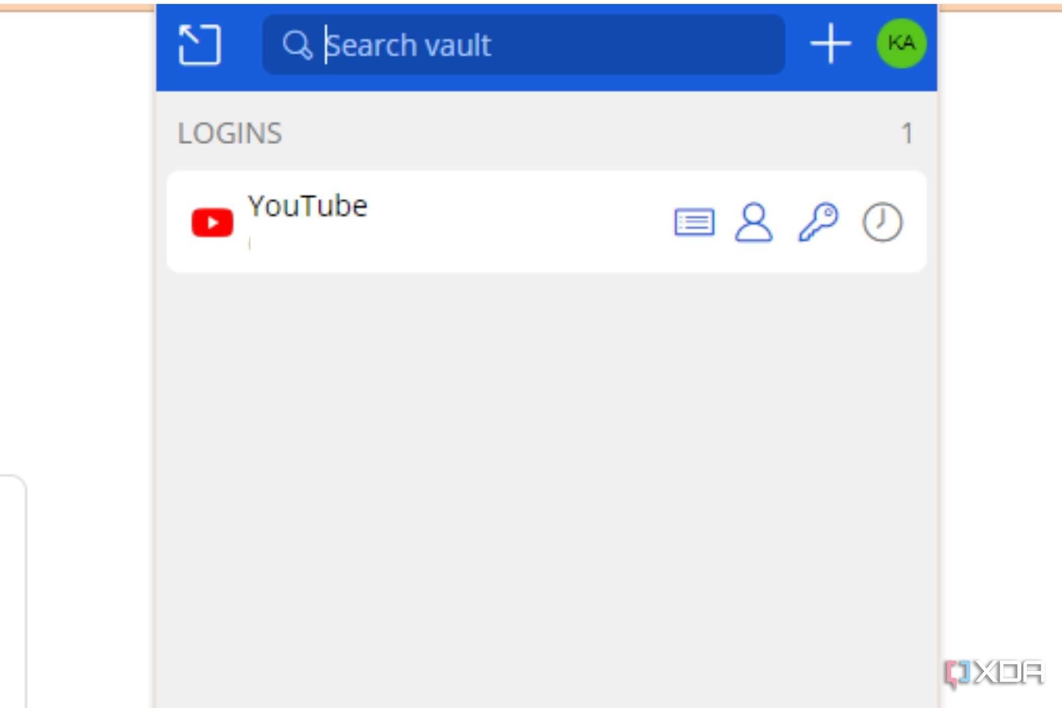 A screenshot showing the Bitwarden browser extension for the website that's currently open.