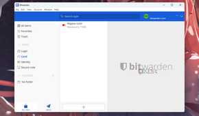 A screenshot showing the saved cards tab on Bitwarden Password Manager app in Windows.