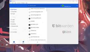 A screenshot showing Bitwarden's password manager app on Windows.