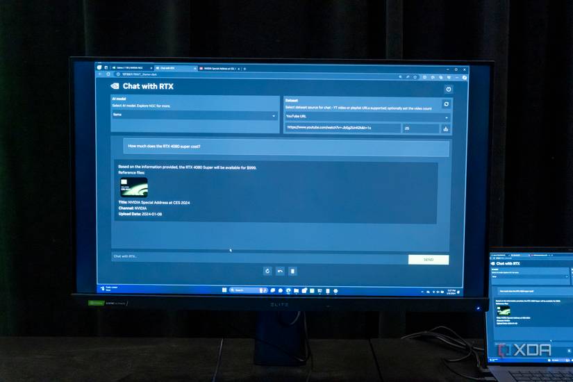 Screenshot of Chat with RTX answering a question using information in a provided YouTube video