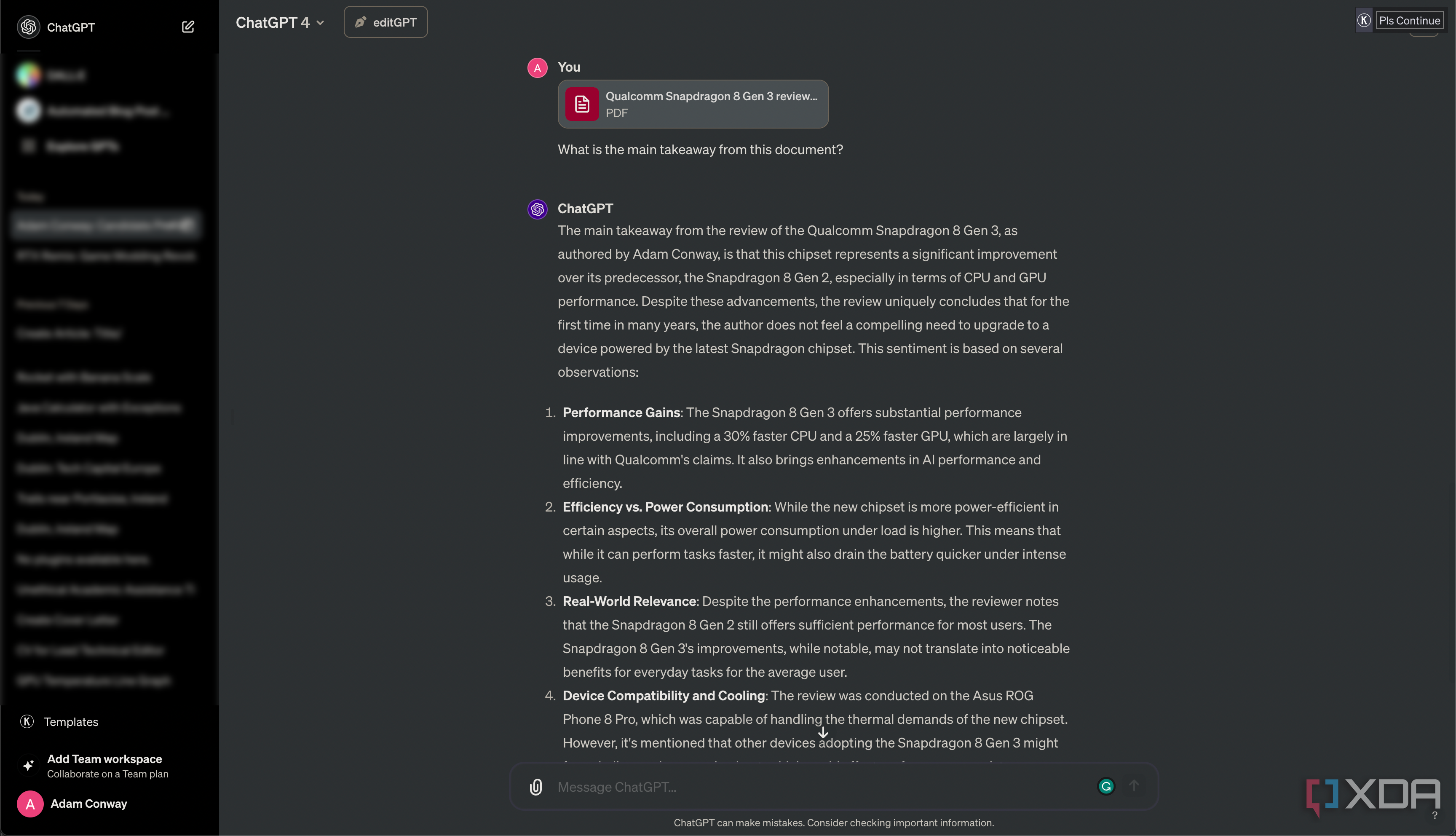 ChatGPT reading a PDF file and analyzing it