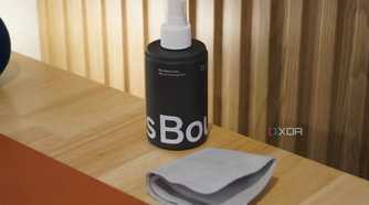 A microfiber cloth and cleaning solution.