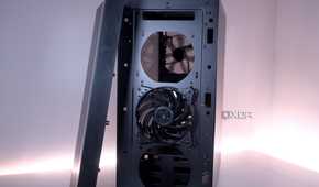 Behind the Cooler Master MasterBox NR600 front mesh panel