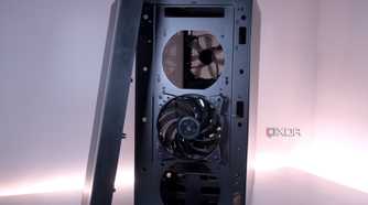 Behind the Cooler Master MasterBox NR600 front mesh panel
