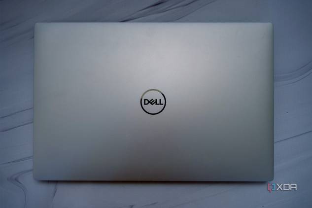 Top down view of Dell laptop in graphite