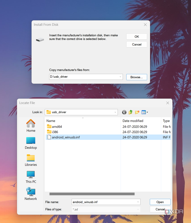 Device Manager install from INF
