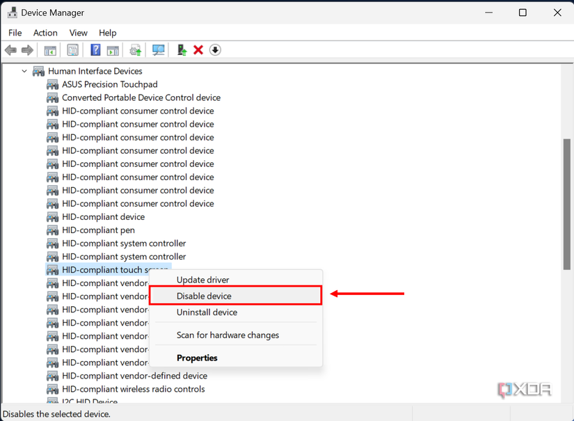 How to disable touch on Windows 11