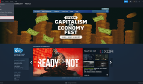 Image showing how to open settings from the Steam home page.
