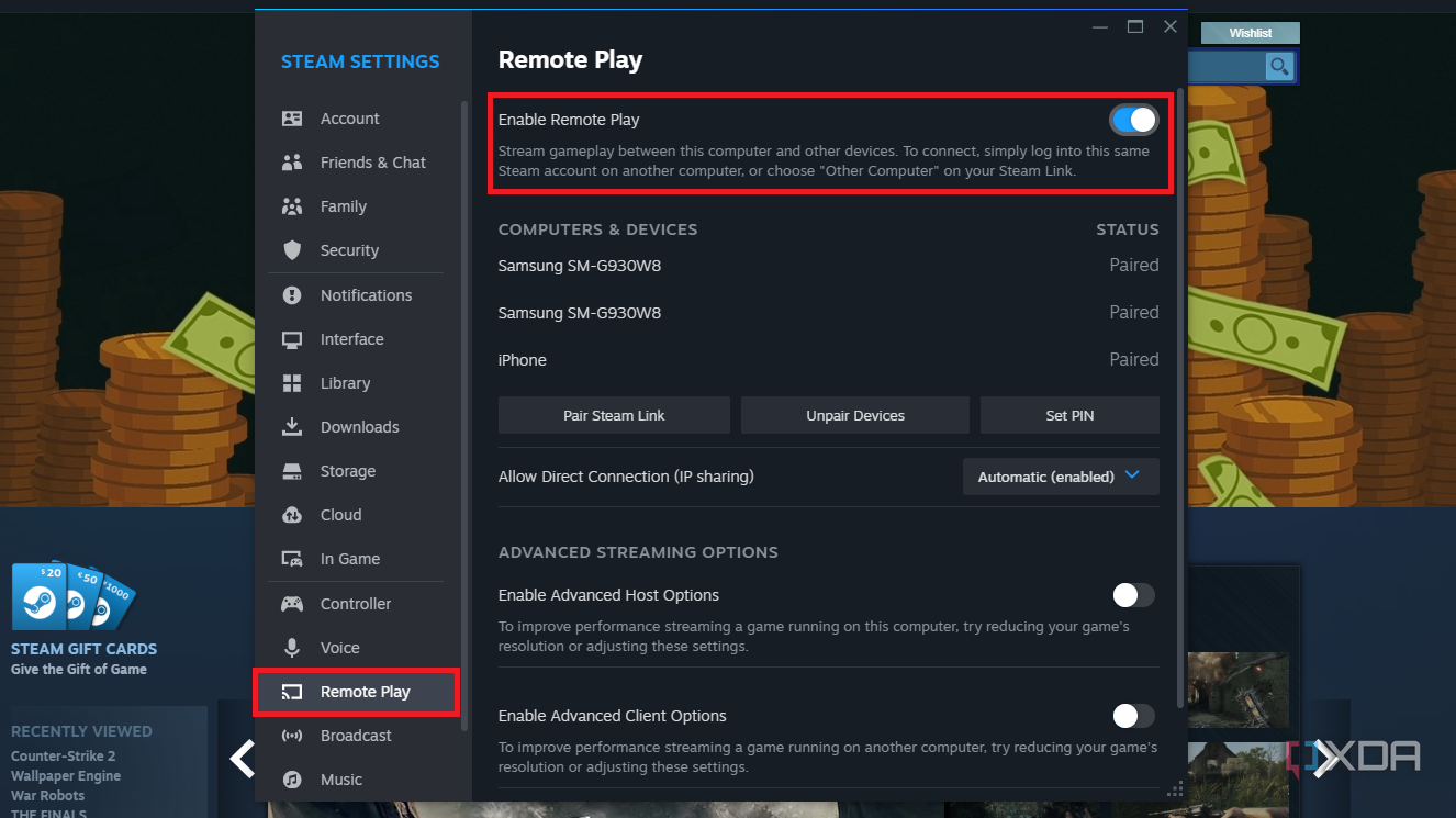 How To Use Steam Link For Remote Play On Your Smartphone Enable Steam Remote Play 3 