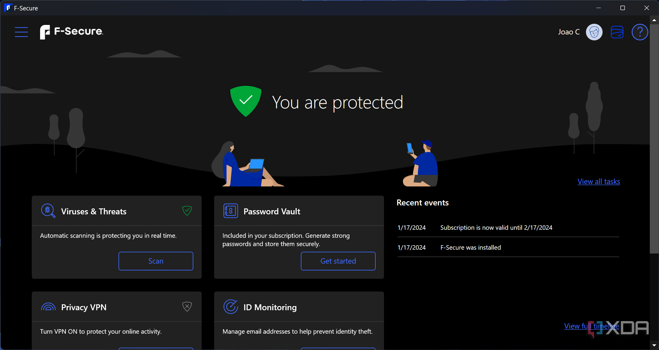 Screenshot of the homepage in F-Secure