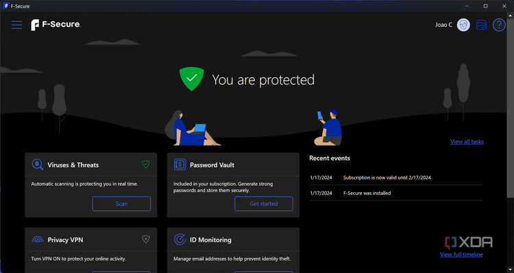 Screenshot of the homepage in F-Secure