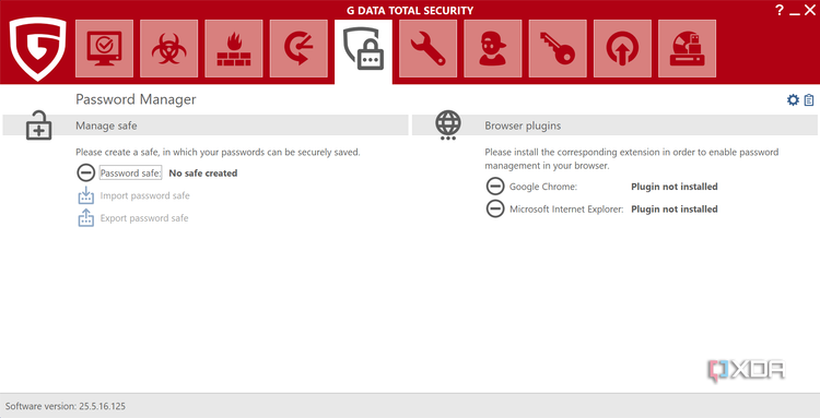 Screenshot of the Password Manager page in G Data