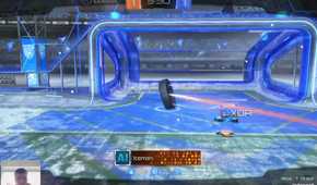 Screenshot of Rocket League with a webcam feed in the bottom right corner