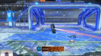 Screenshot of Rocket League with a webcam feed in the bottom right corner