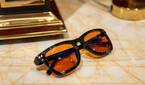 Giunnar Optiks Cupertino set on a marble table with Amber lenses