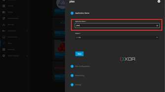 A screenshot showing the highlighted Application Name option in Plex app set up screen.
