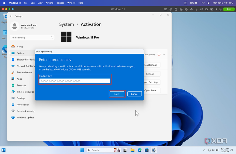 activate windows by entering a product key in settings