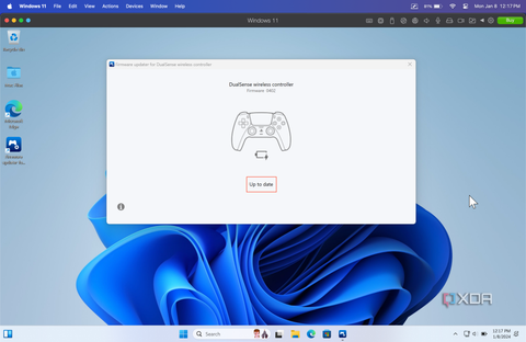 DualSense wireless controller is up to date banner in companion app on windows 11