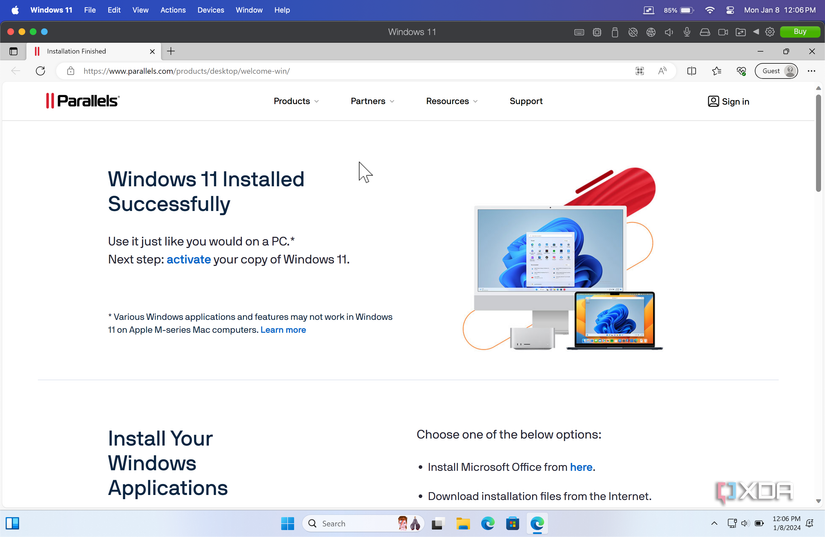 windows 11 installed successfully screen in windows VM