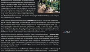 Screen showing prompt asking Copilot to compare a mountain bike versus a road bike for exercise