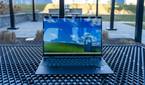 Front view of the HP Spectre x360 14 on a metal table