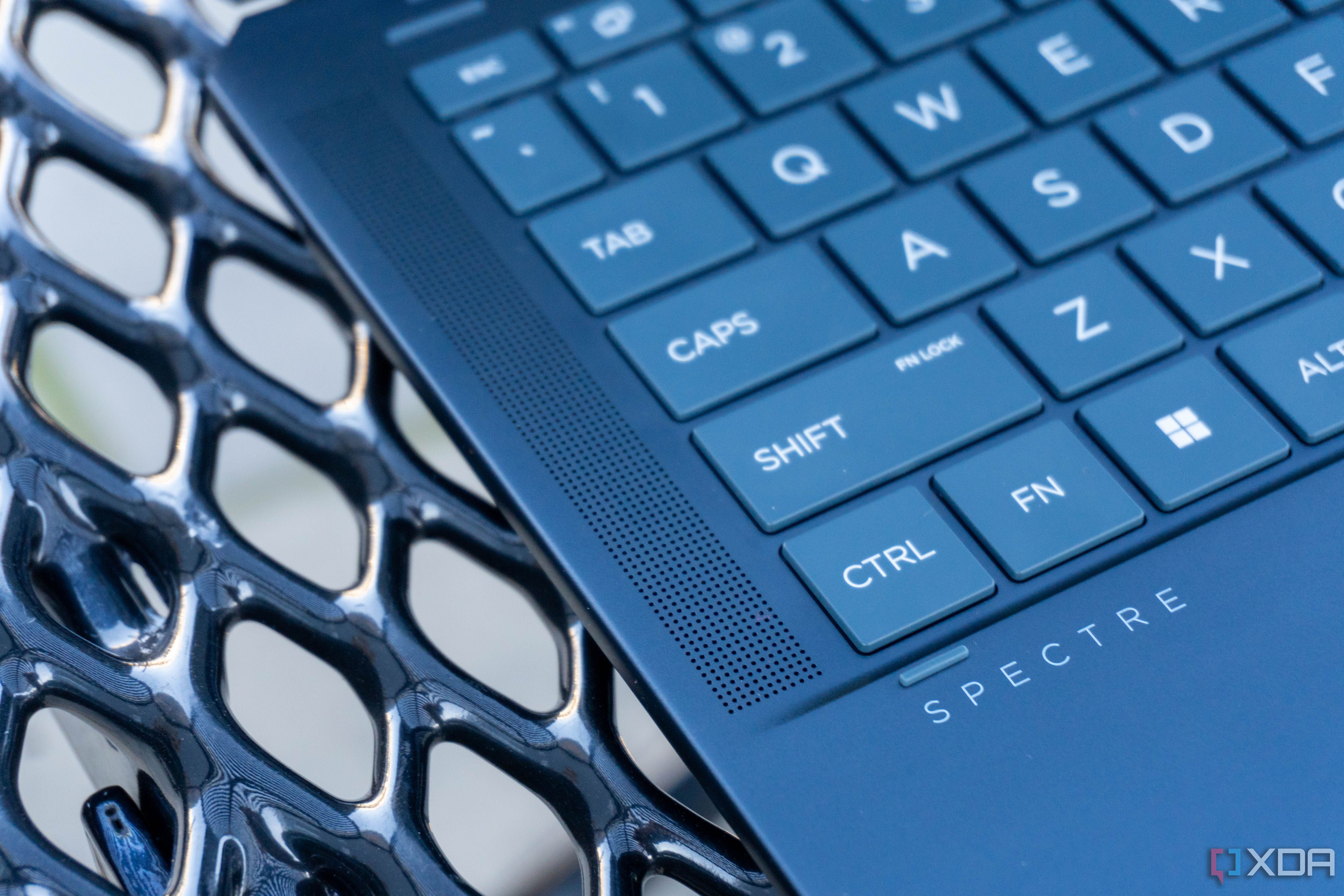 Close-up view of the keyboard on the HP Spectre x360 14