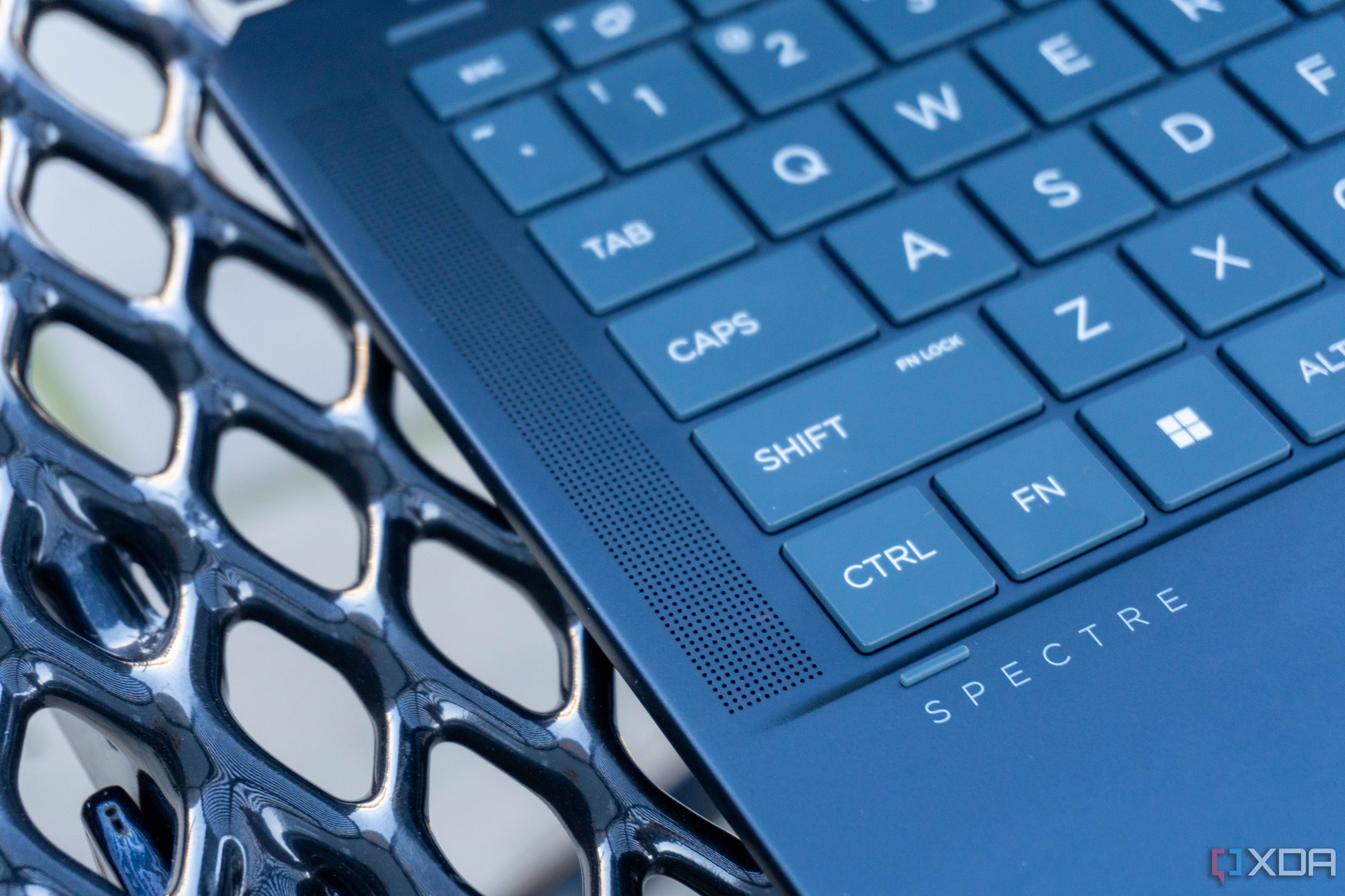 Close-up view of the keyboard on the HP Spectre x360 14