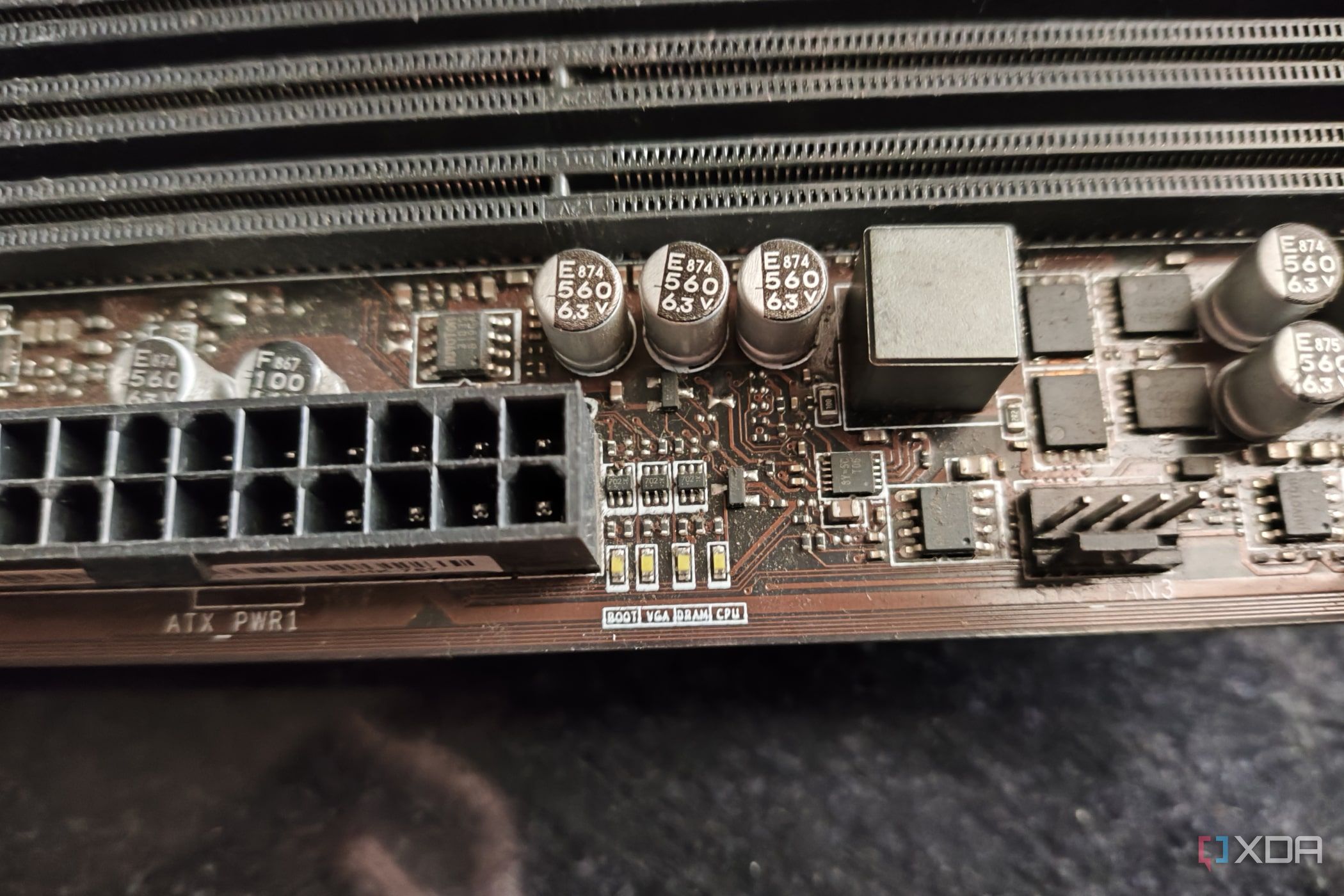 An image of MSI B450 A Pro with debug LEDs highlighted.