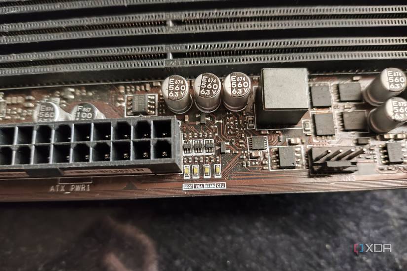 An image of MSI B450 A Pro with debug LEDs highlighted.