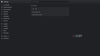 Screenshot of Iridium browser settings