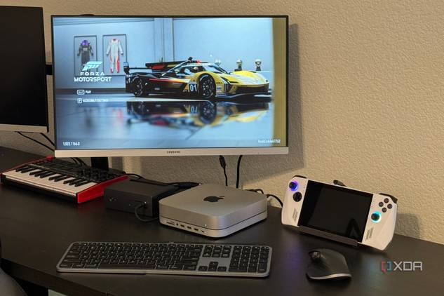 The ROG Ally as part of a desk setup with accessories.