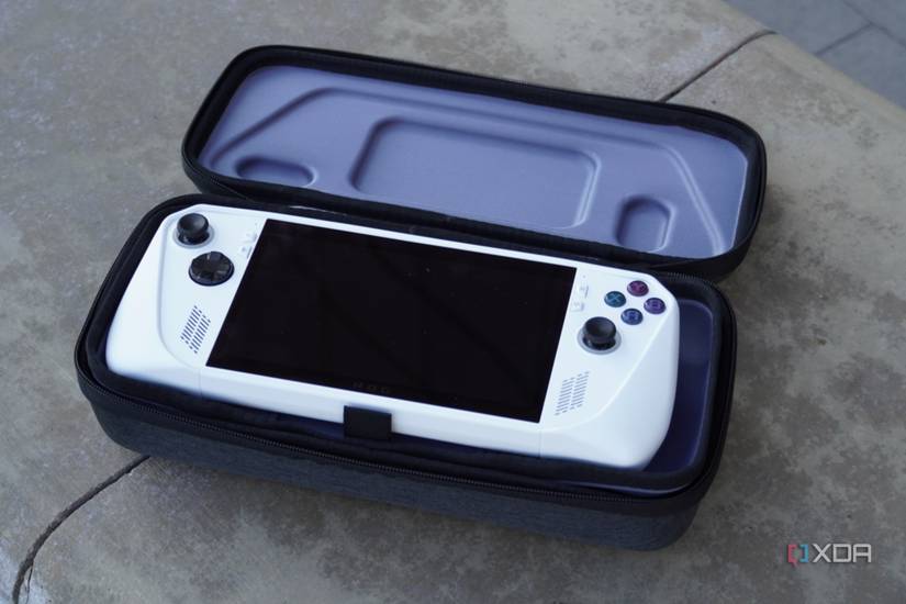 The ROG Ally sitting inside the Jsaux Carrying Case.