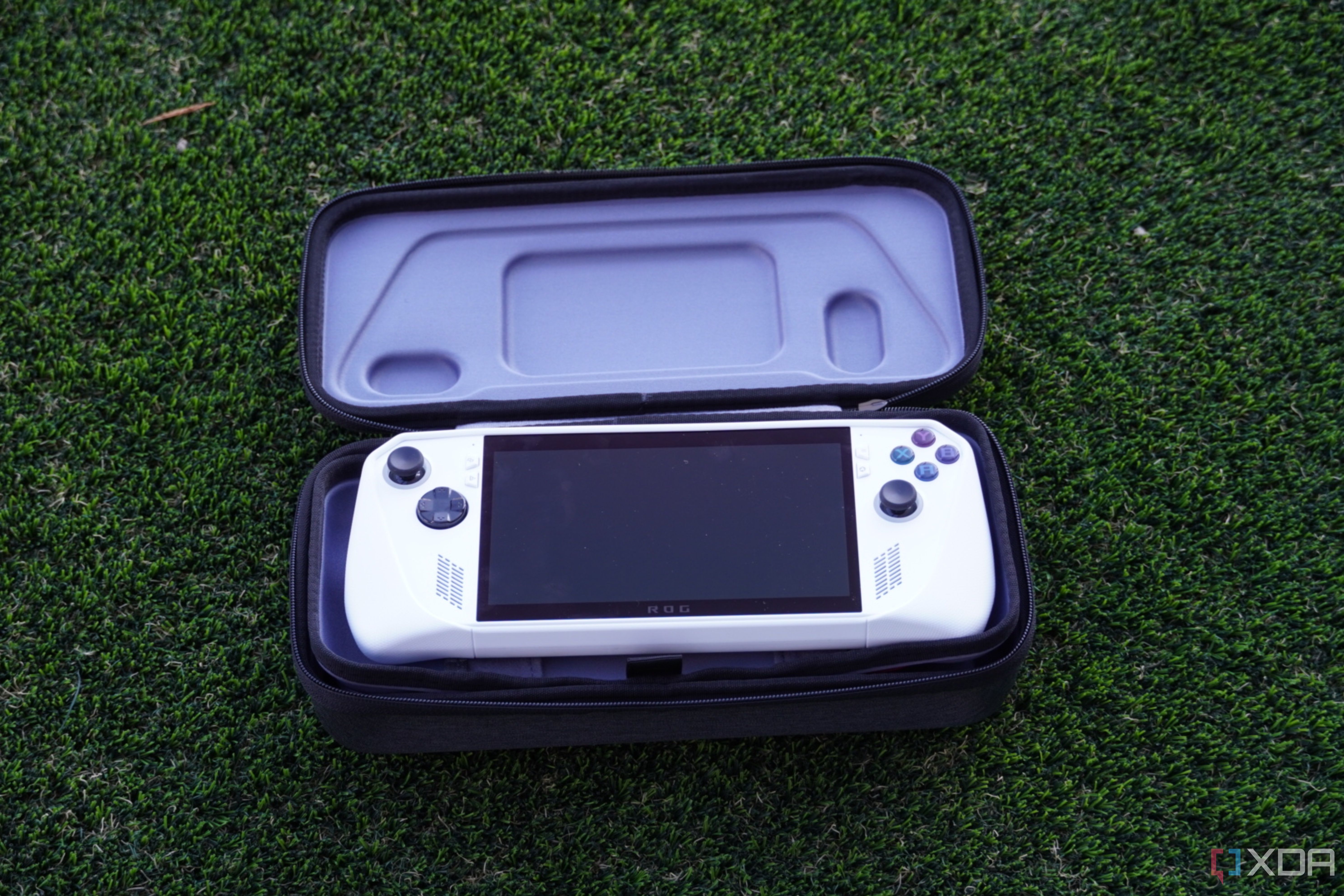 An ROG Ally inside the Jsaux Carrying Case.