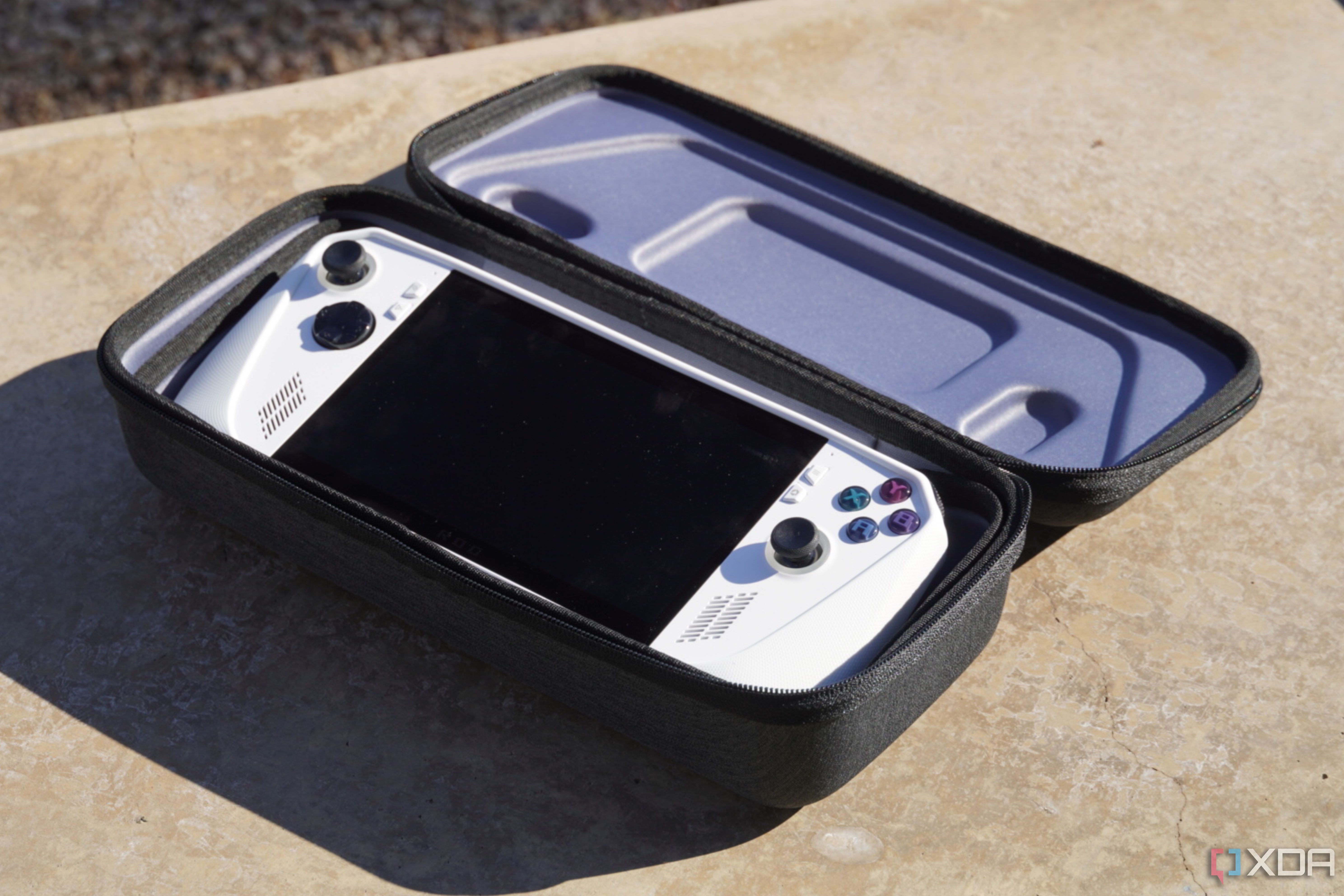 An ROG Ally inside the Jsaux Carrying Case.