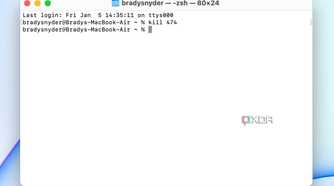 The kill command in the macOS terminal.
