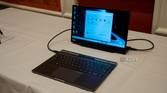 A Lenovo ThinkBook Plus Gen 5 Hybrid Station connected to an external display