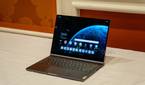 Angled view of the Lenovo ThinkBook Plus Gen 5 Hybrid laptop running Android