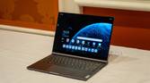 Angled view of the Lenovo ThinkBook Plus Gen 5 Hybrid laptop running Android