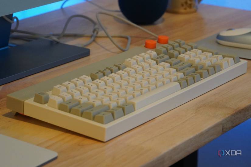 The Lofree Block as part of a desk setup.