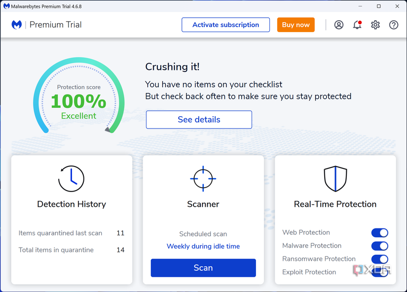 Screenshot of MalwareBytes main page
