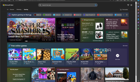 Screenshot of the Microsoft Edge gaming homepage