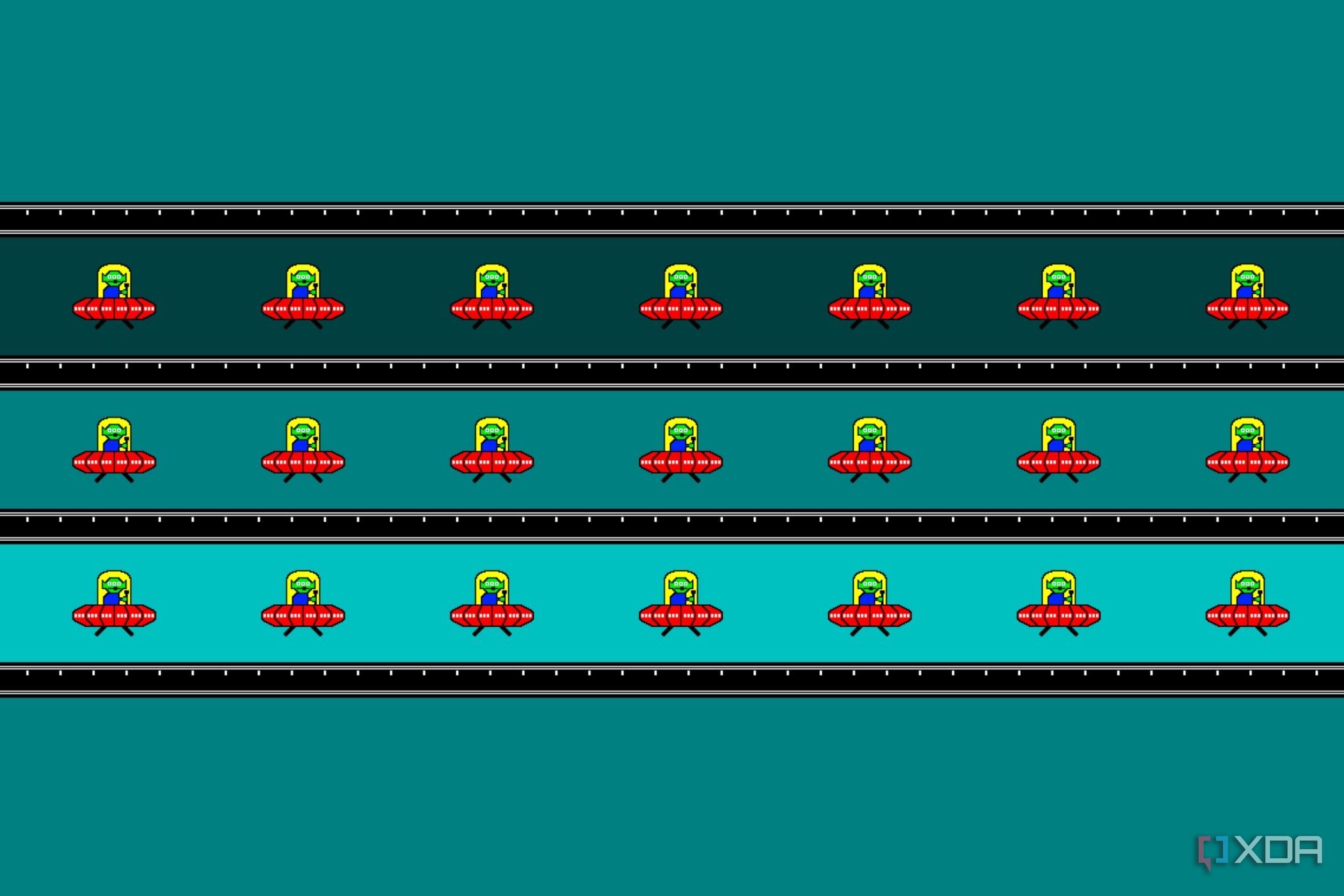 A screenshot showing the popular moving UFO test to check ghosting in monitors.