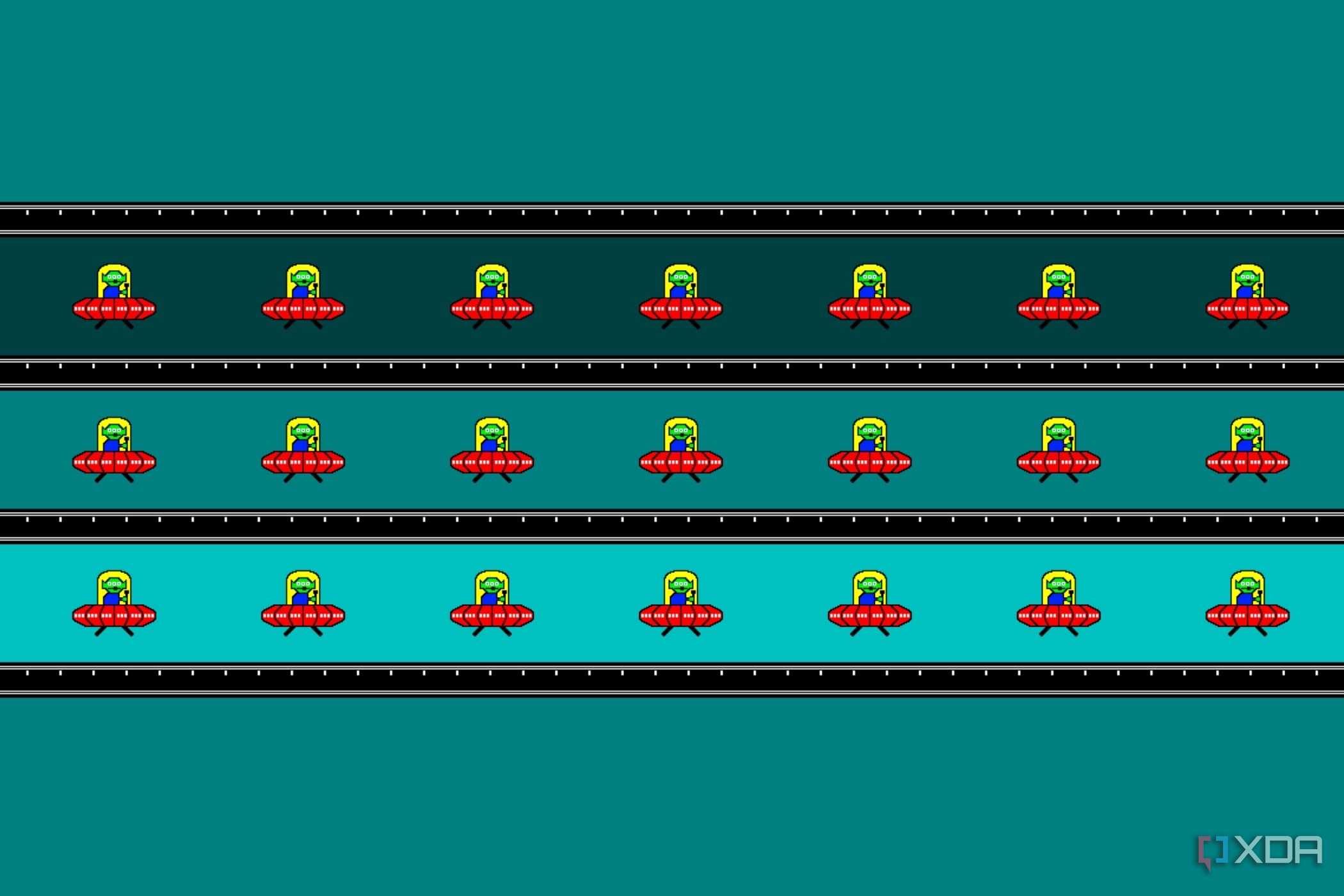 A screenshot showing the popular moving UFO test to check ghosting in monitors.