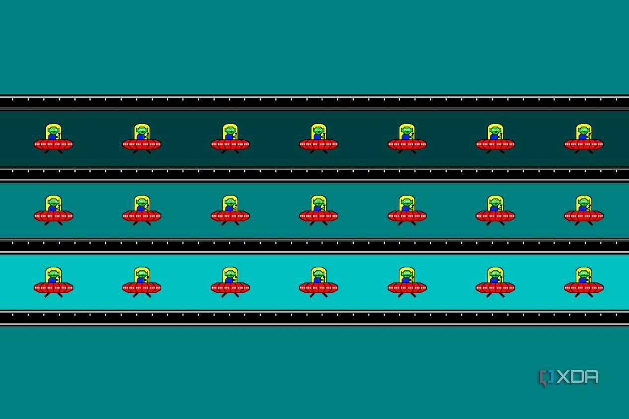 A screenshot showing the popular moving UFO test to check ghosting in monitors.