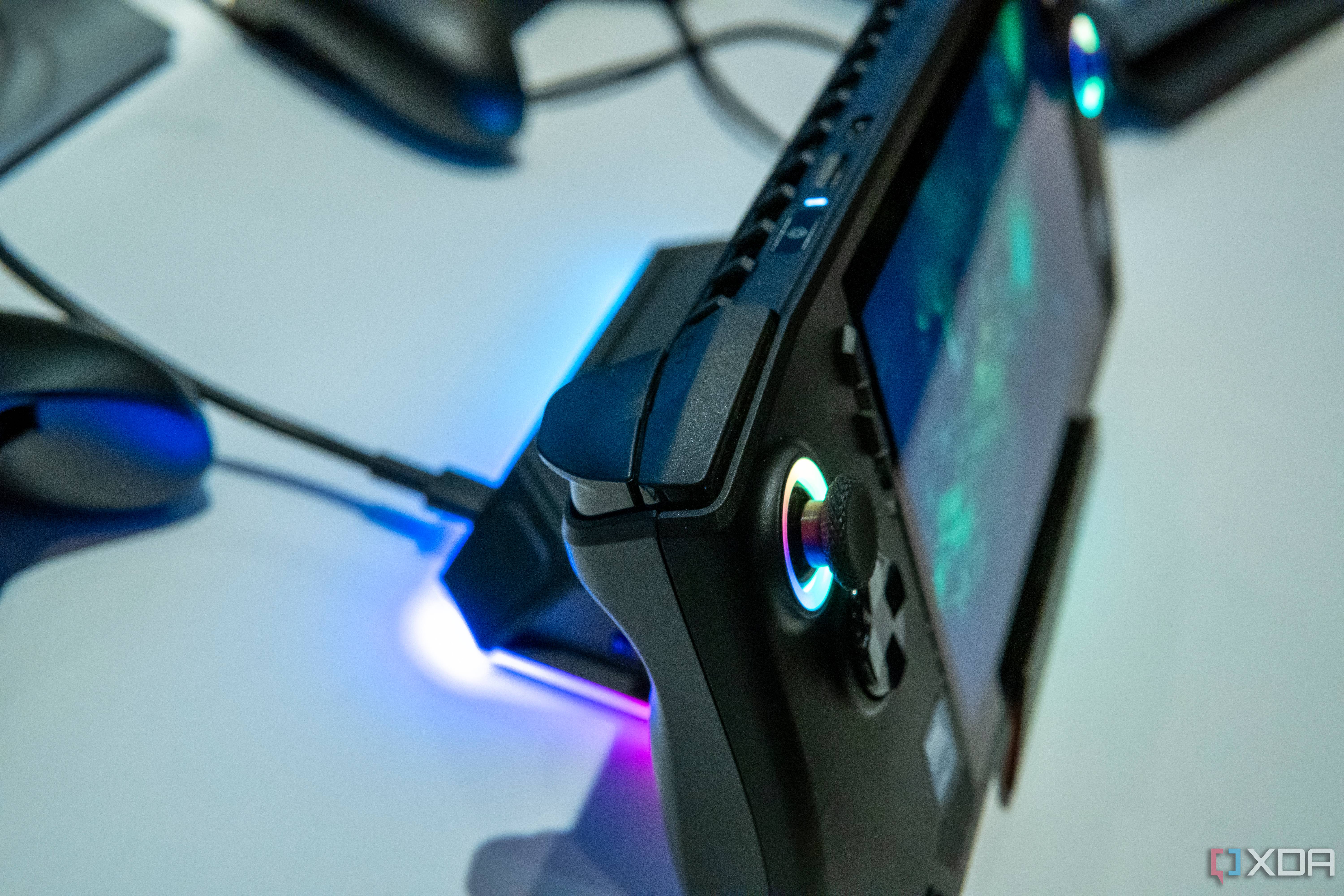 Close-up view of the shoulder buttons on the MSI Claw