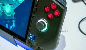 Close-up of the ABXY buttons and analog sticks on the MSI Claw