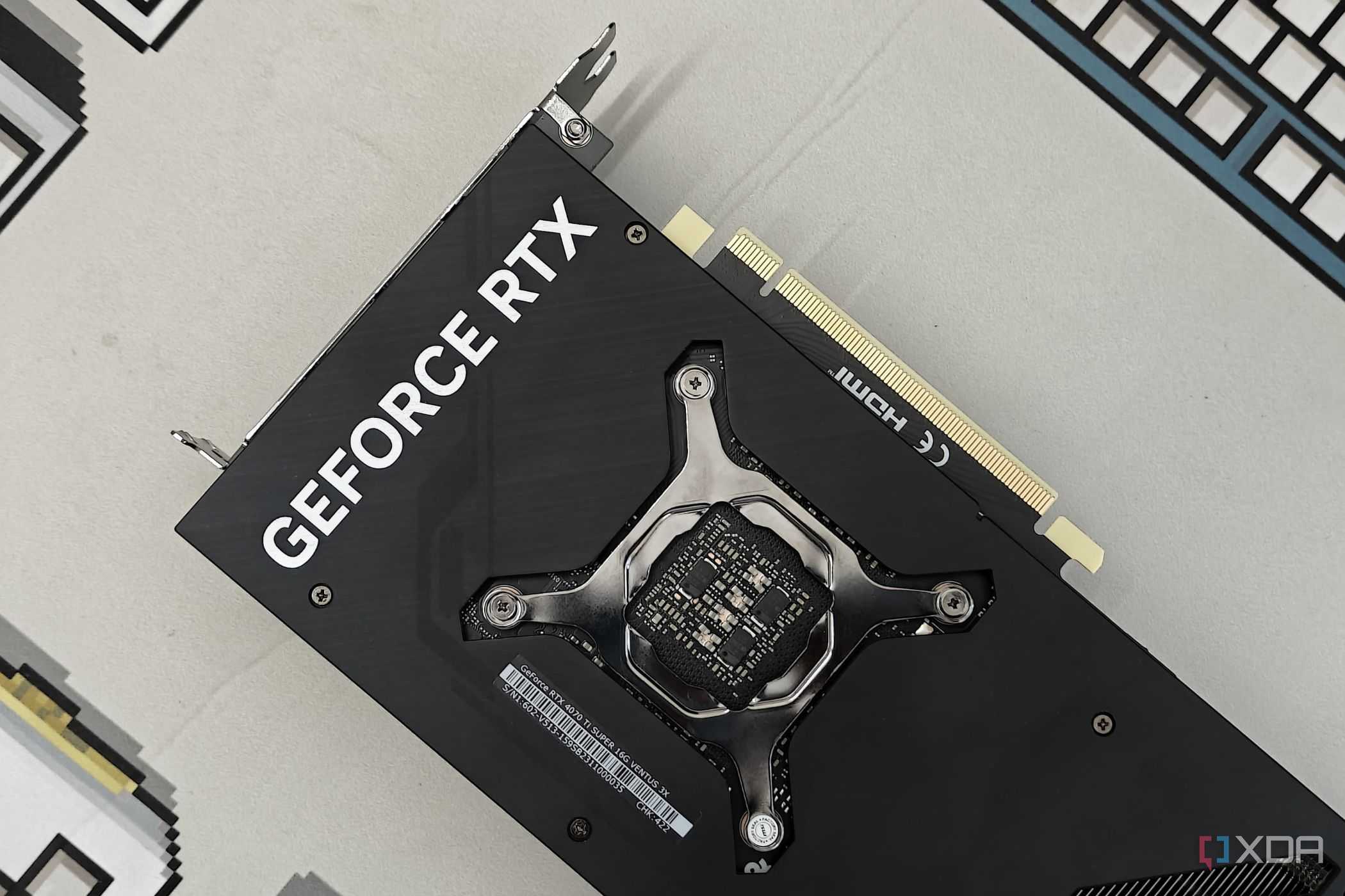 An image showing an MSI GeForce RTX 4070 Ti Super backplate.